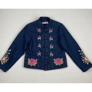Why and 1/2 Childrens Wear Girls Embroidered Denim Jacket‎ Size 11 - 135 CM
